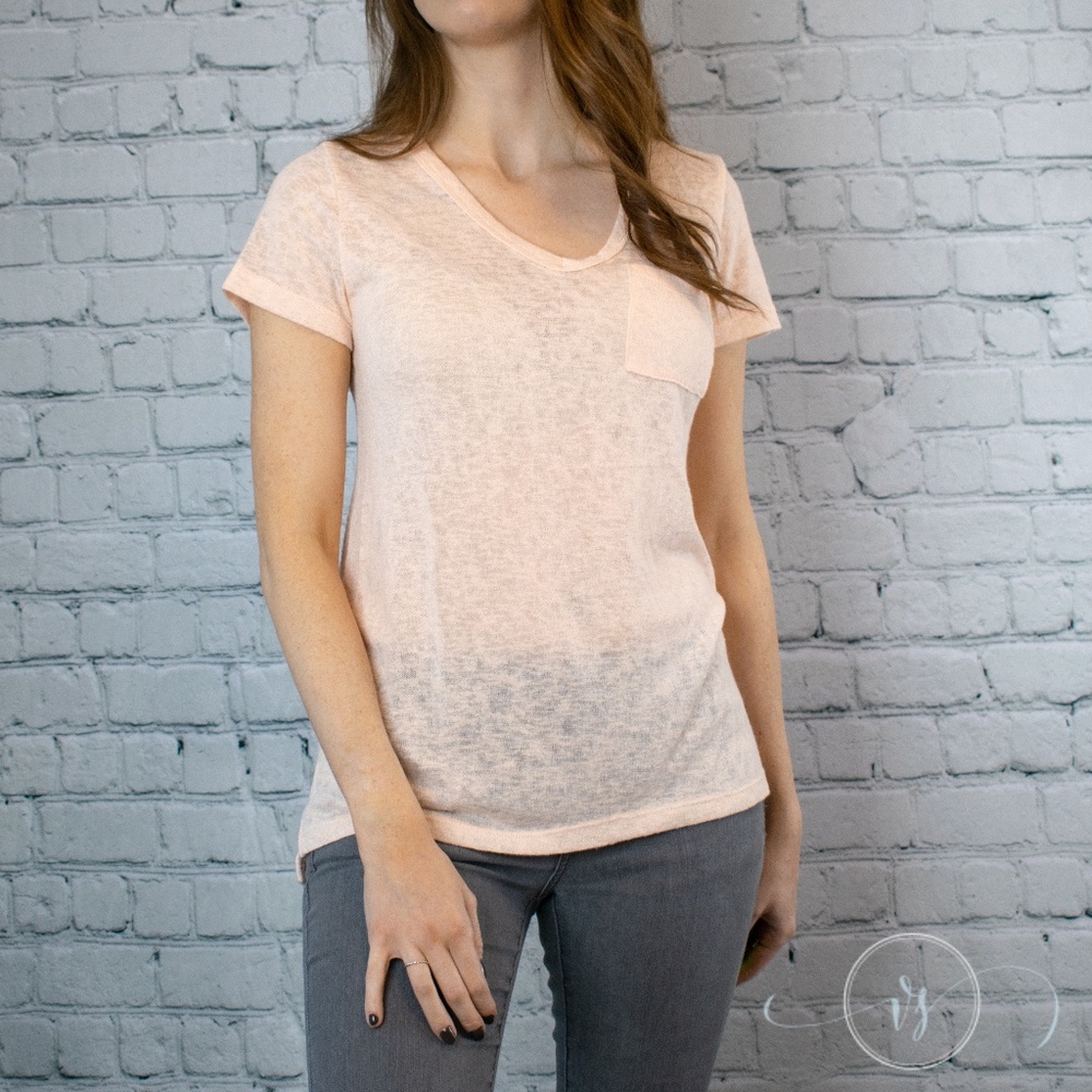 Peach Melrose V-Neck Tee
